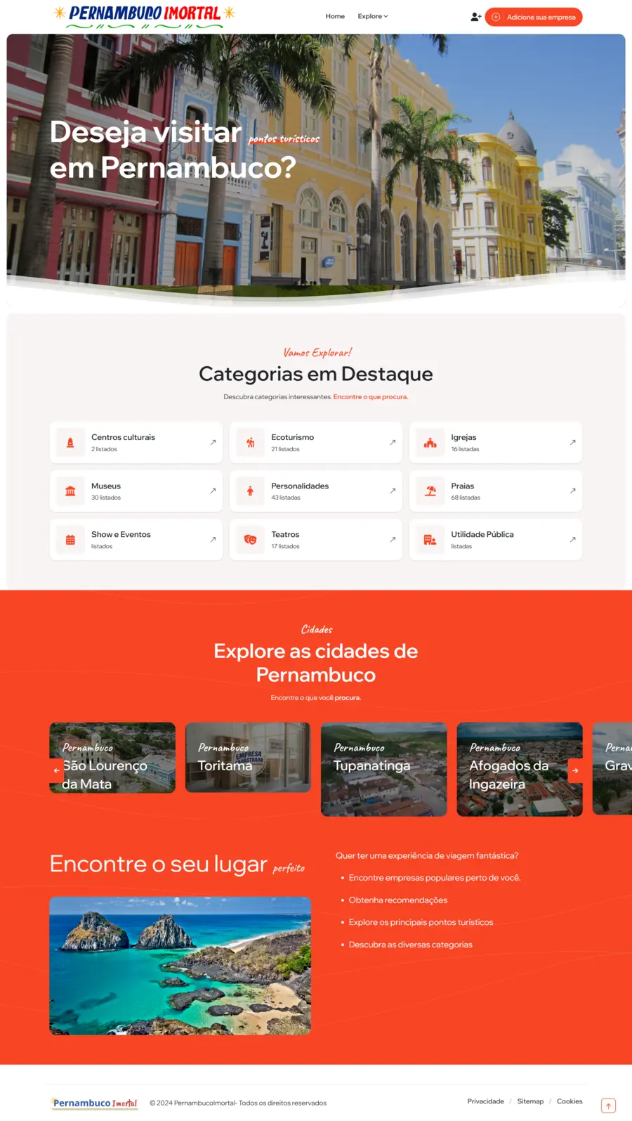 Captura da página inicial do portal Pernambuco Imortal